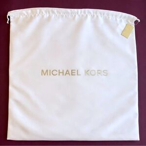 Michael Kors White Drawstring Dust Bag with Gold Logo Tag